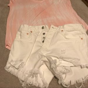Free people white jean cut off shorts